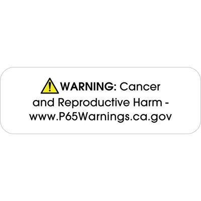 1.5 x 0.5" - "Warning: Cancer and Reproductive Harm - " Prop 65 Labels