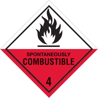 4 x 4" - "Spontaneously Combustible - 4" Labels