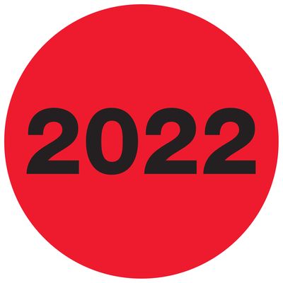 2" Circle - "2022" (Fluorescent Red) Year Labels