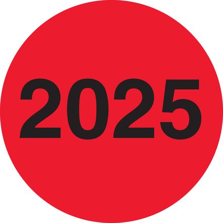 3" Circle - "2025" (Fluorescent Red) Year Label