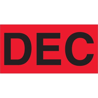 3 x 6" - "DEC" (Fluorescent Red) Months of the Year Labels