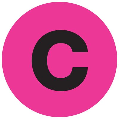 2" Circle - "C" (Fluorescent Pink) Letter Labels