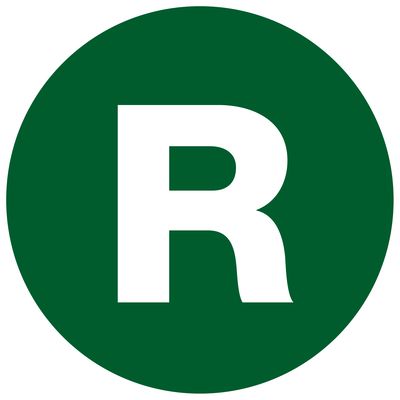 1" Circle - "R" (Green) Letter Labels