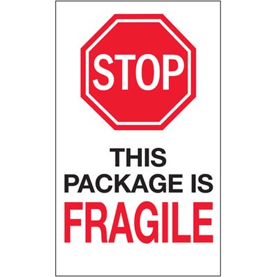 6 x 10" - "Stop - This Package is Fragile" Labels