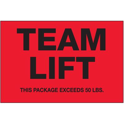 2 x 3" - "Team Lift" (Fluorescent Red) Labels