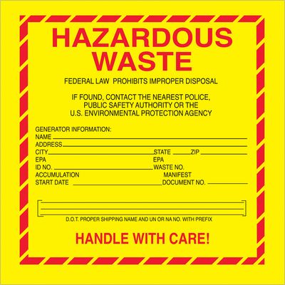 6 x 6" - "Hazardous Waste - Standard" Labels