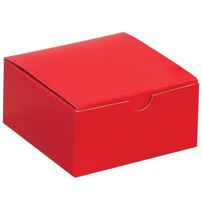 4 x 4 x 2" Holiday Red Gift Boxes