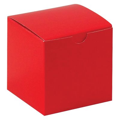 4 x 4 x 4" Holiday Red Gift Boxes