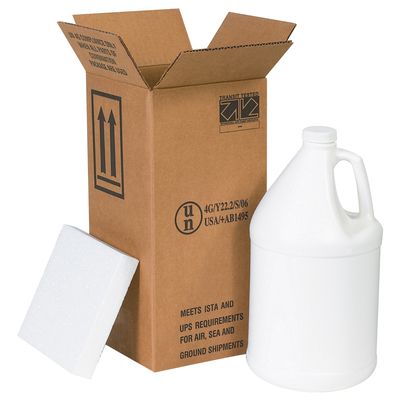 6 x 6 x 12 3/4" 1 - 1 Gallon Plastic Jug Shipper Kit