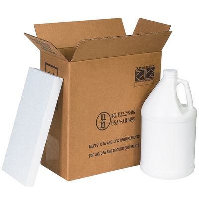 12 x 6 x 12 3/4" 2 - 1 Gallon Plastic Jug Shipper Kit