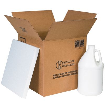 12 1/4 x 12 1/4 x 12 3/4" 4 - 1 Gallon Plastic Jug Shipper Kit