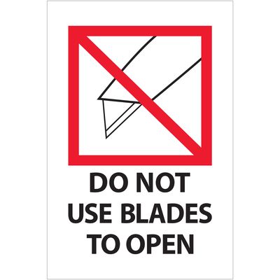 4 x 6" - "Do Not Use Blades to Open" Labels