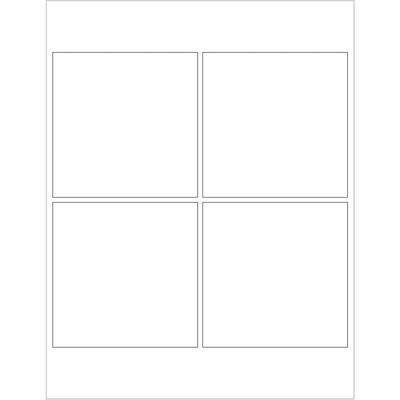 4 x 4" White Rectangle Laser Labels
