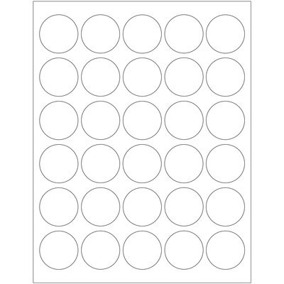 1 1/2" White Circle Laser Labels