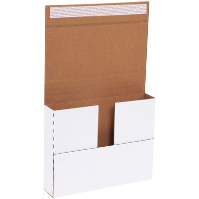 11 1/8 x 8 5/8 x 2" White Deluxe Easy-Fold Mailers