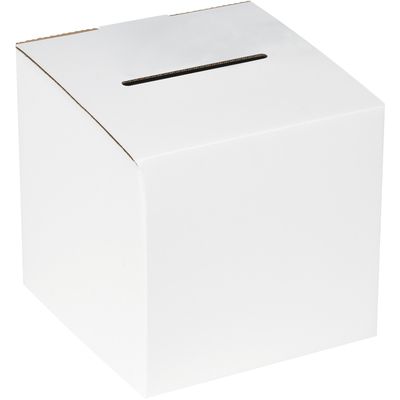 10 x 10 x 9-10" White Ballot Box