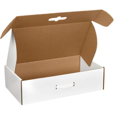 18 1/4 x 11 3/8 x 4 1/2" White Corrugated Carrying Cases