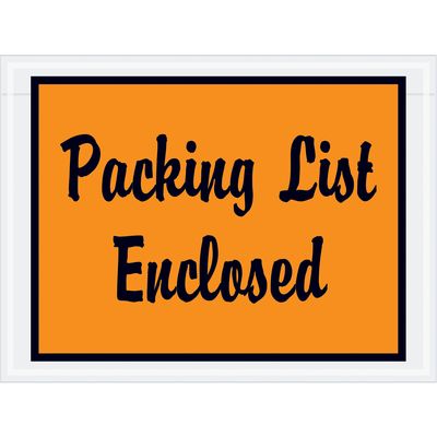 4 1/2 x 6" Orange "Packing List Enclosed" Envelopes