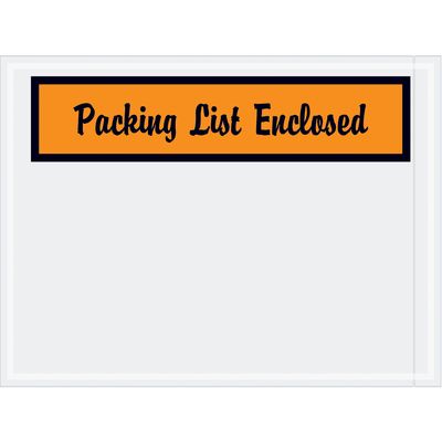 4 1/2 x 6" Orange "Packing List Enclosed" Envelopes