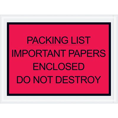 4 1/2 x 6" Red "Important Papers Enclosed" Envelopes