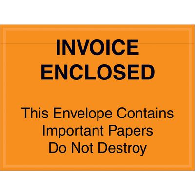 4 1/2 x 6" Orange "Important Papers Enclosed" Envelopes