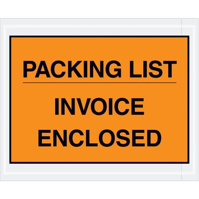 4 1/2 x 5 1/2" Orange "Packing List/Invoice Enclosed" Envelopes