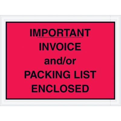 4 1/2 x 6" Red "Important Invoice and/or Packing List Enclosed" Envelopes