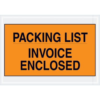 7 x 10" Orange "Packing List/Invoice Enclosed" Envelopes