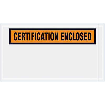 5 1/2 x 10" Orange "Certification Enclosed" Envelopes