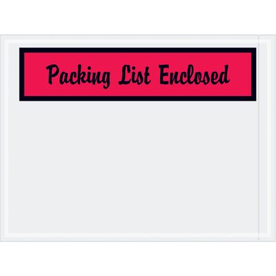 4 1/2 x 6" Red "Packing List Enclosed" Envelopes