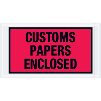 5 1/2 x 10" Red "Customs Papers Enclosed" Envelopes