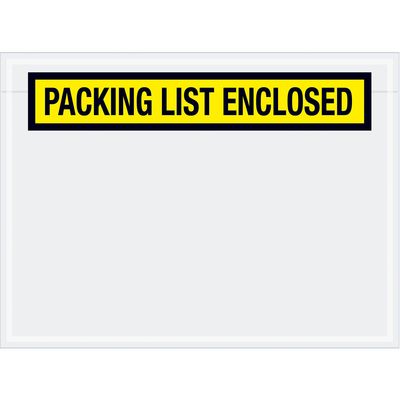 6 3/4 x 5" Yellow "Packing List Enclosed" Envelopes