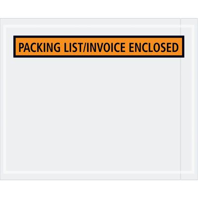 4 1/2 x 5 1/2" Orange "Packing List/Invoice Enclosed" Envelopes