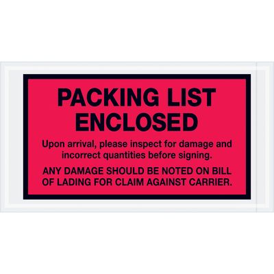 5 1/2 x 10" Red "Packing List Enclosed" Envelopes