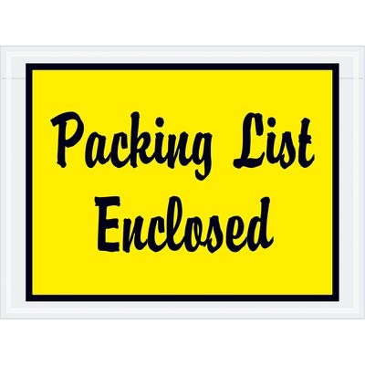 4 1/2 x 6" Yellow "Packing List Enclosed" Envelopes