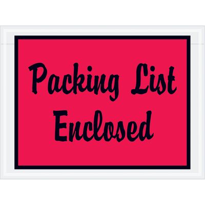 4 1/2 x 6" Red "Packing List Enclosed" Envelopes