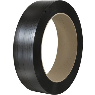 1/2" x .020 x 9000' Black 16 x 6" Core Hand Grade Polypropylene Strapping - Embossed