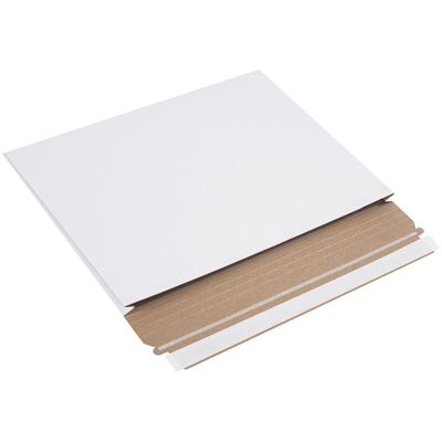 12 1/2 x 9 1/2 x 1" White Stayflats® Gusseted Mailers