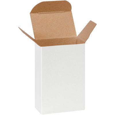 2 x 1 1/4 x 3" White Reverse Tuck Folding Cartons