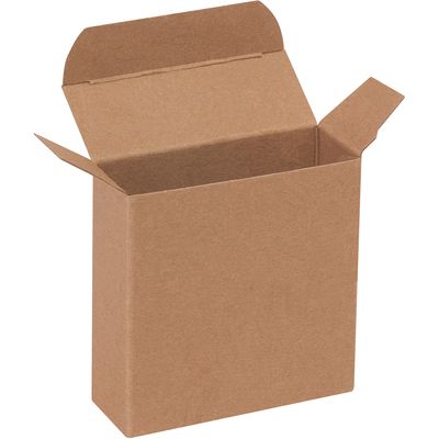 3 1/2 x 1 1/4 x 3 1/2" Kraft Reverse Tuck Folding Cartons