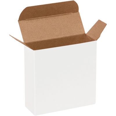 3 1/2 x 1 1/4 x 3 1/2" White Reverse Tuck Folding Cartons