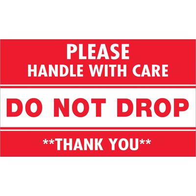 3 x 5" - "Do Not Drop - Please Handle With Care" Labels