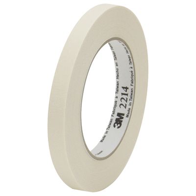 1/2" x 60 yds. (12 Pack) 3M Paper Masking Tape 2214