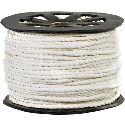 3/8", 2,450 lb, White Twisted Polypropylene Rope