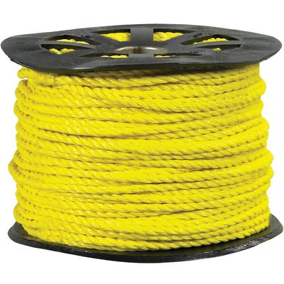 1/2", 3,800 lb, Yellow Twisted Polypropylene Rope