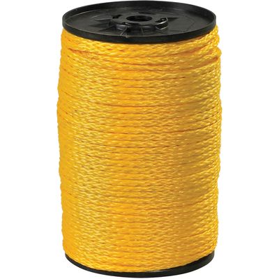 3/16", 450 lb, Yellow Hollow Braided Polypropylene Rope