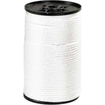 1/8", 320 lb, White Solid Braided Nylon Rope